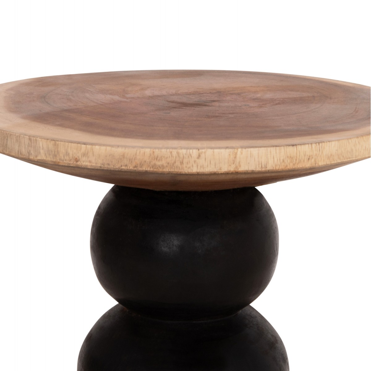 ΒΟΗΘΗΤΙΚΟ ΤΡΑΠΕΖΑΚΙ ΣΤΡΟΓΓΥΛΟ JACKY HM9890 SUAR ΞΥΛΟ ΦΥΣΙΚΟ & ΜΑΥΡΟ Φ40x45,5Υεκ.