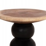 ΒΟΗΘΗΤΙΚΟ ΤΡΑΠΕΖΑΚΙ ΣΤΡΟΓΓΥΛΟ JACKY HM9890 SUAR ΞΥΛΟ ΦΥΣΙΚΟ & ΜΑΥΡΟ Φ40x45,5Υεκ.