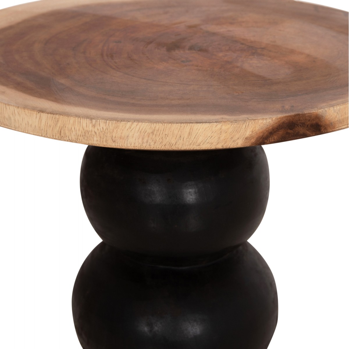 ΒΟΗΘΗΤΙΚΟ ΤΡΑΠΕΖΑΚΙ ΣΤΡΟΓΓΥΛΟ JACKY HM9890 SUAR ΞΥΛΟ ΦΥΣΙΚΟ & ΜΑΥΡΟ Φ40x45,5Υεκ.