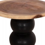 ΒΟΗΘΗΤΙΚΟ ΤΡΑΠΕΖΑΚΙ ΣΤΡΟΓΓΥΛΟ JACKY HM9890 SUAR ΞΥΛΟ ΦΥΣΙΚΟ & ΜΑΥΡΟ Φ40x45,5Υεκ.