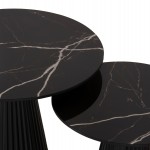 ΤΡΑΠΕΖΙA ΣΑΛΟΝΙΟΥ 2ΤΜΧ DIEN HM9926 ΜΕΤΑΛ.ΒΑΣΕΙΣ & ΚΕΡΑΜΙΚΟ TOP-ΜΑΥΡΟ Φ56.5 & Φ43.5 εκ.