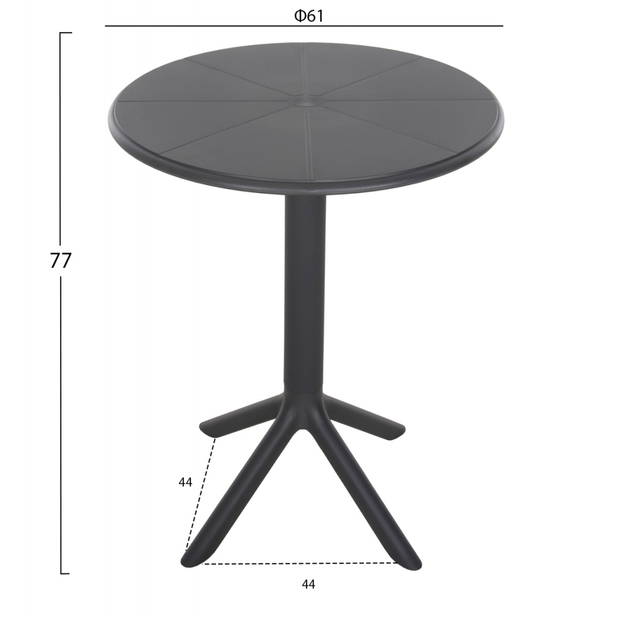 ΤΡΑΠΕΖΙ ΠΟΛΥΠΡΟΠΥΛΕΝΙΟΥ ΣΤΡΟΓΓΥΛΟ TERRIN HM6124.20 ΓΚΡΙ Φ61x77Υεκ.