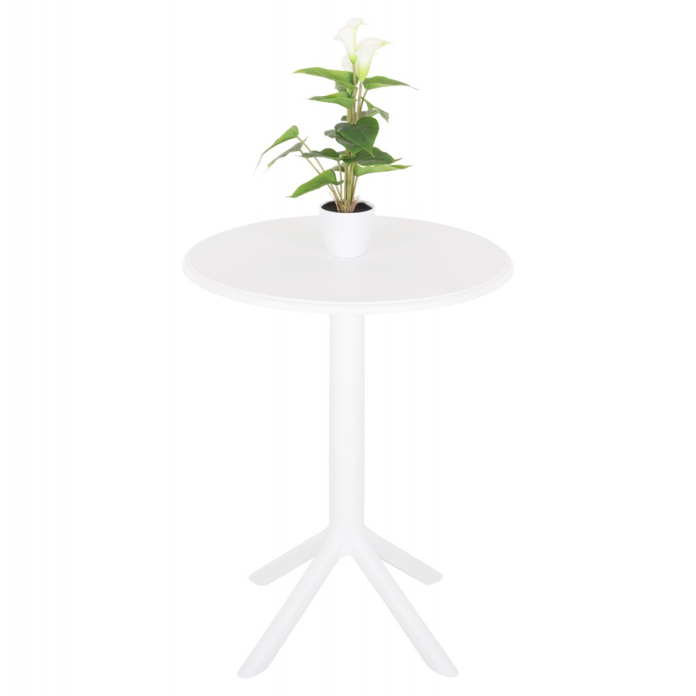 ΤΡΑΠΕΖΙ ΠΟΛΥΠΡΟΠΥΛΕΝΙΟΥ ΣΤΡΟΓΓΥΛΟ TERRIN HM6124.11 ΛΕΥΚΟ Φ61x77Υεκ.