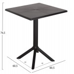 ΤΡΑΠΕΖΙ ΠΟΛΥΠΡΟΠΥΛΕΝΙΟΥ ΤΕΤΡΑΓΩΝΟ TERRIN HM6125.12 ΜΑΥΡΟ 60,5x60,5x76,5Υεκ.