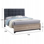 ΚΡΕΒΑΤΙ ΔΙΠΛΟ ΓΙΑ ΣΤΡΩΜΑ 160Χ200 AELIA HM684 ΓΚΡΙ ΥΦΑΣΜΑ & ΠΟΔΙΑ-SONAMA MDF 166x204x129Υεκ.