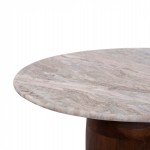 ΤΡΑΠΕΖΙ ΣΑΛΟΝΙΟΥ ΣΤΡΟΓΓΥΛΟ MALED HM18002 ΓΚΡΙ ΜΑΡΜΑΡO-ΞΥΛΟ MANGO Φ60x44,5Υεκ.