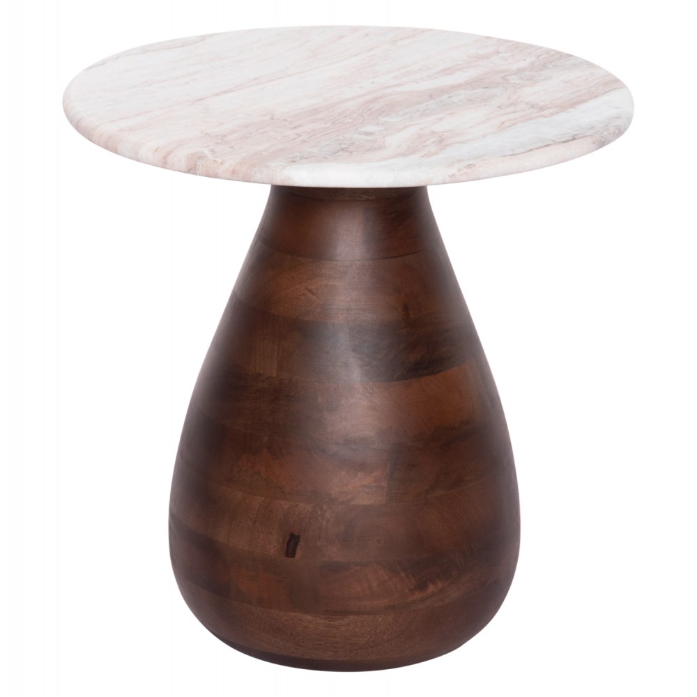 ΤΡΑΠΕΖΙ ΣΑΛΟΝΙΟΥ ΣΤΡΟΓΓΥΛΟ MALED HM18003 ΛΕΥΚΟ ΜΑΡΜΑΡO-ΞΥΛΟ MANGO Φ40x40,5Υεκ.