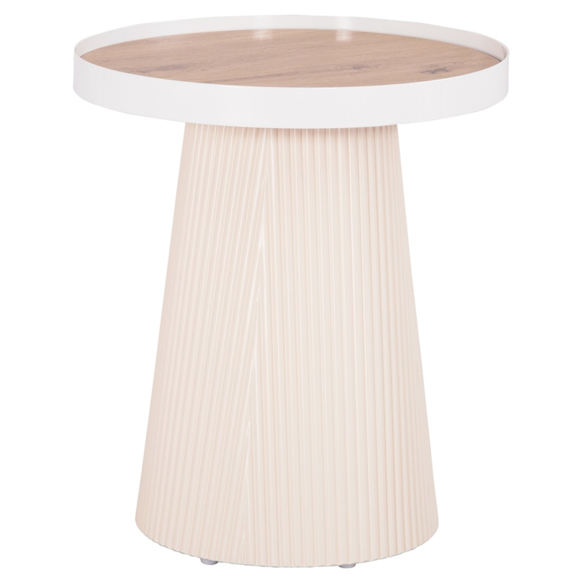 ΤΡΑΠΕΖΑΚΙ ΒΟΗΘΗΤΙΚΟ DENTON HM18023.02 MDF TOP ΦΥΣΙΚΟ ΞΥΛΟΥ-ΒΑΣΗ ΛΕΥΚΗ Φ45x51,5Υεκ.