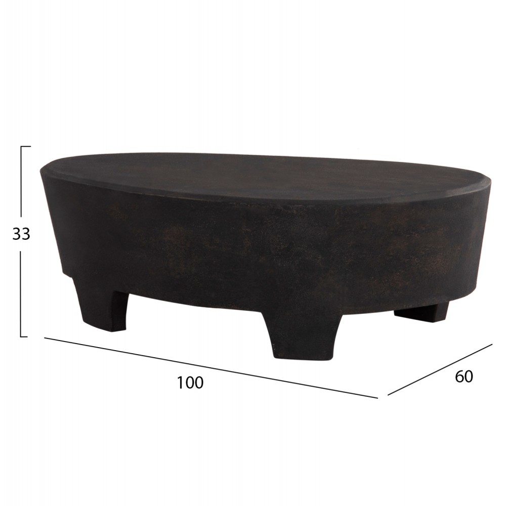 ΤΡΑΠΕΖΙ ΣΑΛΟΝΙΟΥ ΟΒΑΛ ΣΕΙΡΑ SANTORINI HM18066 MDF ΣΕ ΜΑΥΡΟ ΧΡΩΜΑ 100x60x33Υεκ.