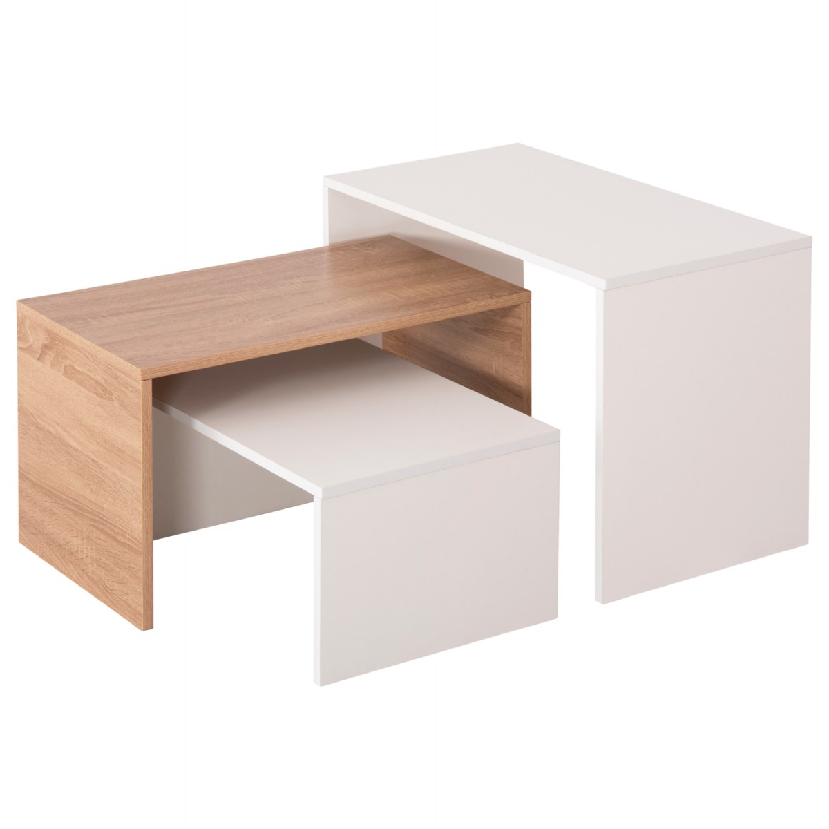 ΤΡΑΠΕΖΙ ΣΑΛΟΝΙΟΥ ΣΕΤ 3ΤΜΧ BENTIL HM9444.11 ΜΕΛΑΜΙΝΗ SONAMA-ΛΕΥΚΟ 65x35x45Υεκ