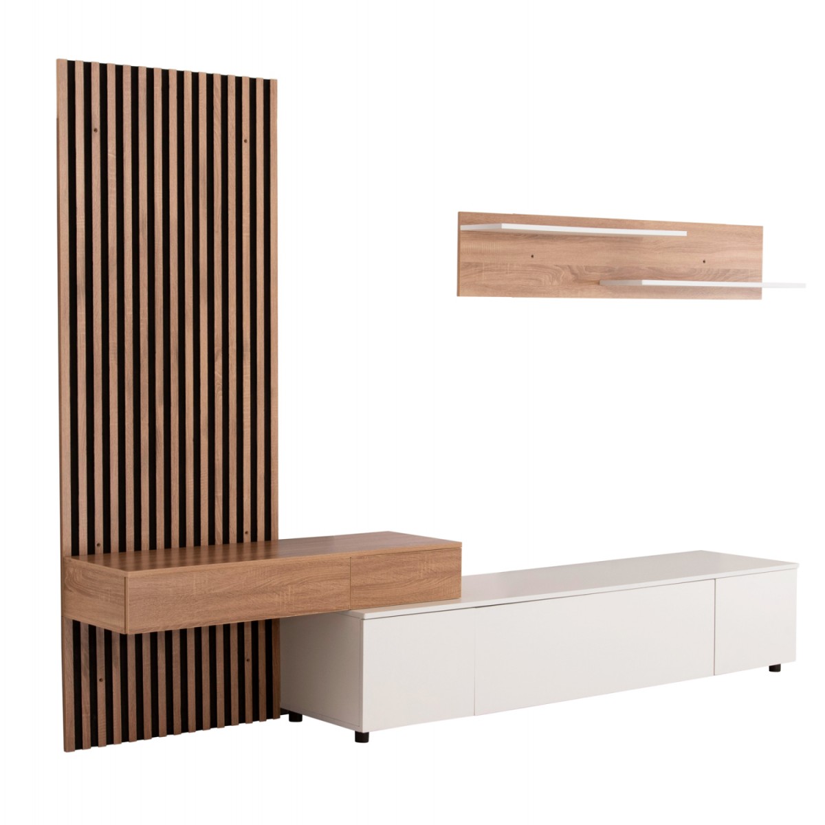 ΣΥΝΘΕΣΗ ΤΗΛΕΟΡΑΣΗΣ DORT HM18076.01 ΜΕΛΑΜΙΝΗ ΣΕ ΣΟΝΑΜΑ-ΛΕΥΚΟ 249.5x42.2x199.5Υεκ