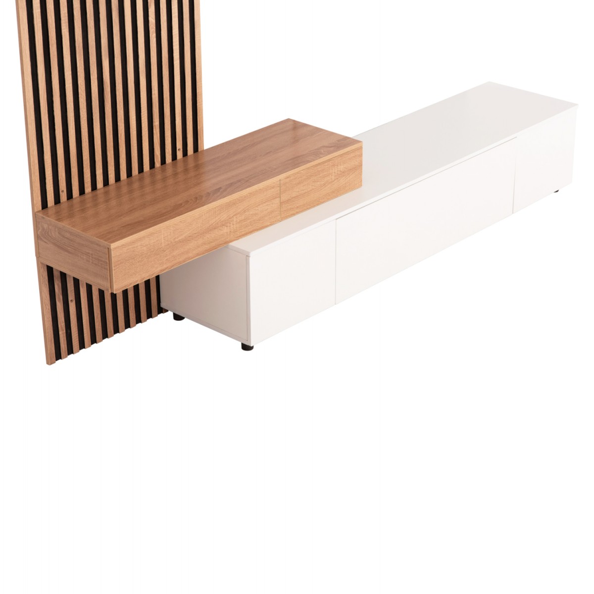 ΣΥΝΘΕΣΗ ΤΗΛΕΟΡΑΣΗΣ DORT HM18076.01 ΜΕΛΑΜΙΝΗ ΣΕ ΣΟΝΑΜΑ-ΛΕΥΚΟ 249.5x42.2x199.5Υεκ