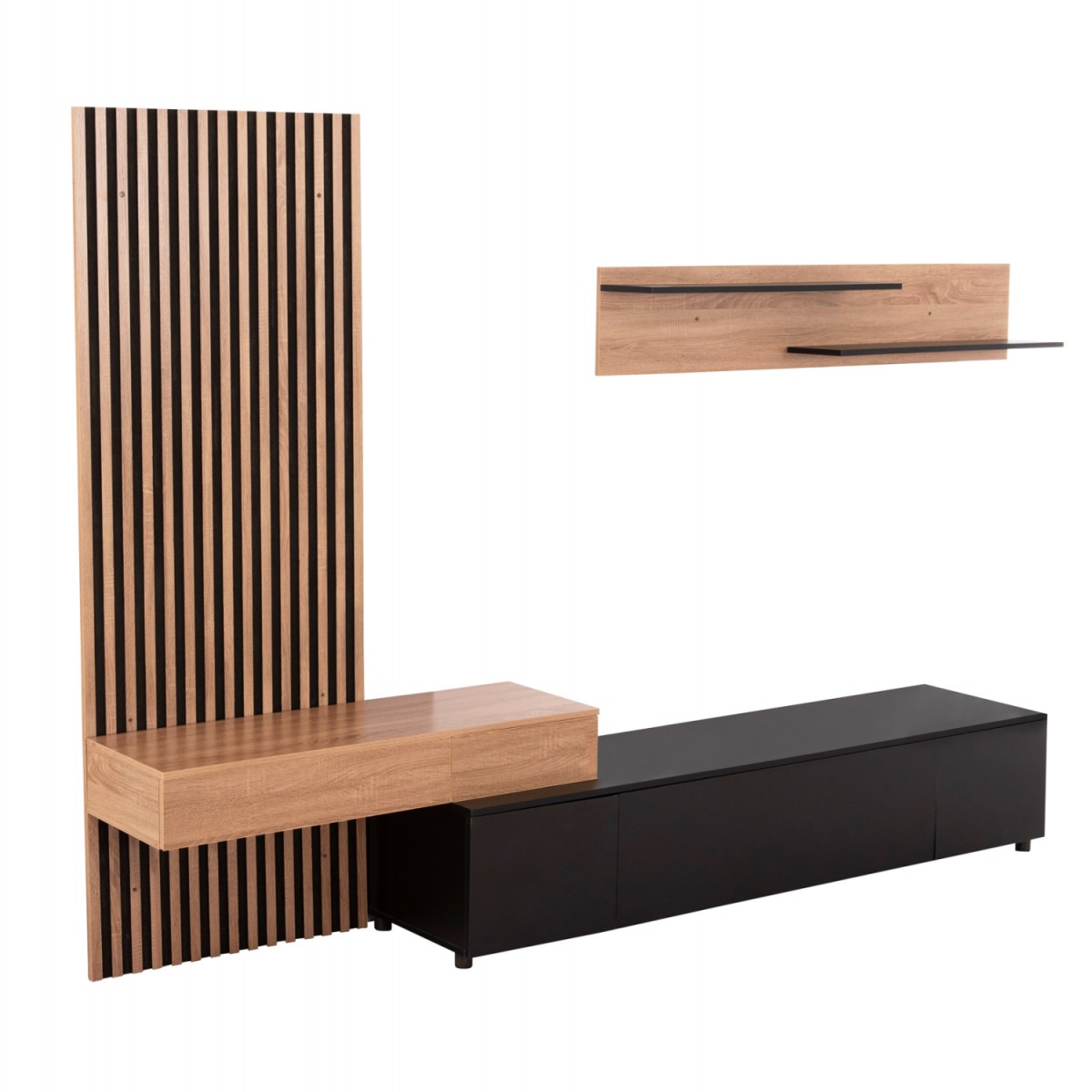 ΣΥΝΘΕΣΗ ΤΗΛΕΟΡΑΣΗΣ DORT HM18076.02 ΜΕΛΑΜΙΝΗ ΣΕ ΣΟΝΑΜΑ-ΣΚΟΥΡΟ ΓΚΡΙ 249.5x42.2x199.5Υεκ