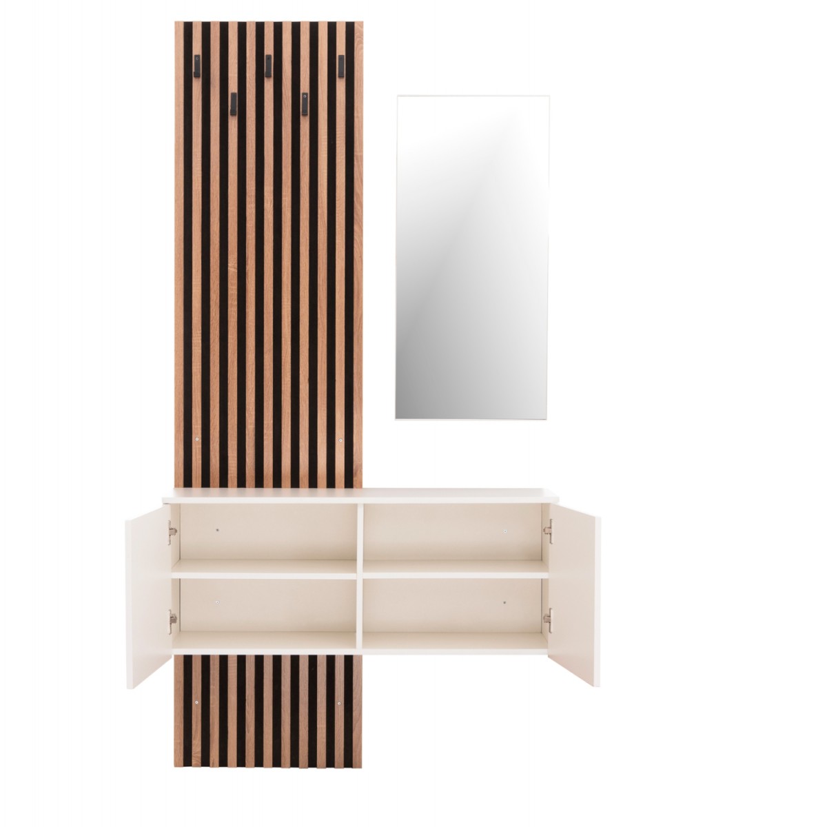 ΕΠΙΠΛΟ ΕΙΣΟΔΟΥ ΜΕ ΚΑΘΡΕΠΤΗ MYLES HM18080.01 ΜΕΛΑΜΙΝΗ ΣΟΝΑΜΑ-ΛΕΥΚΟ 100x37x200Υεκ