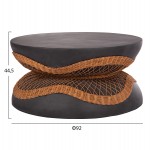 ΤΡΑΠΕΖΙ ΣΑΛΟΝΙΟΥ ΣΤΡΟΓΓΥΛΟ ANNA HM18157.01 FIBER CEMENT ΣΕ ΜΑΥΡΟ-ΦΥΣΙΚΟ RATTAN--Φ92x44.5Υεκ.