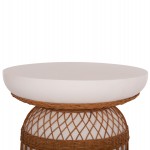 ΒΟΗΘΗΤΙΚΟ ΤΡΑΠΕΖΙ PRILEP HM18159.02 FIBER CEMENT ΛΕΥΚΟ & RATTAN--Φ60x76,5Υεκ