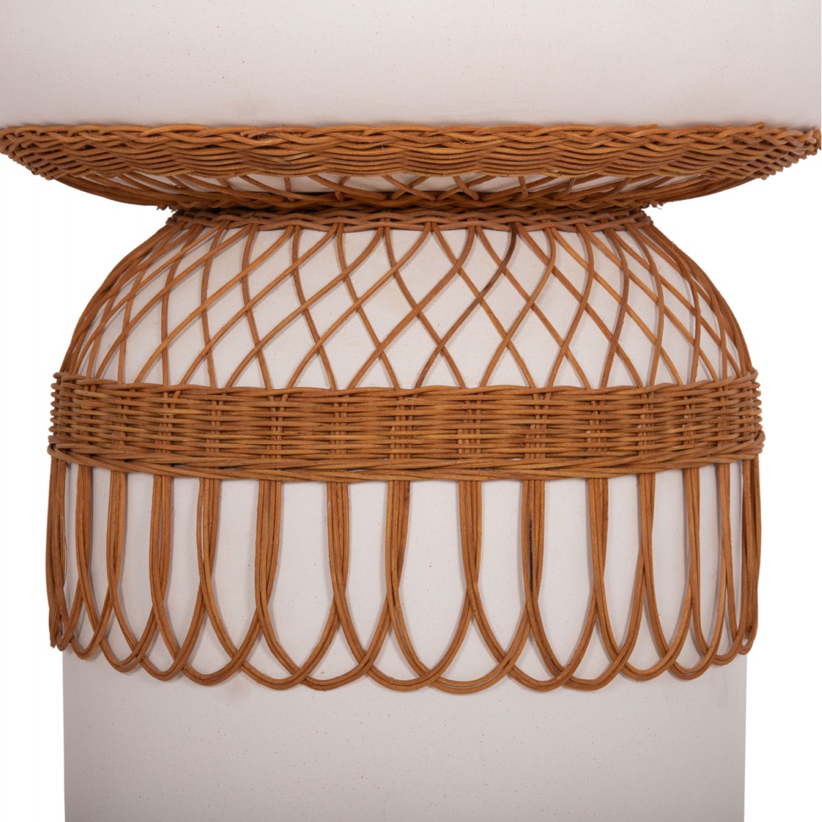 ΒΟΗΘΗΤΙΚΟ ΤΡΑΠΕΖΙ PRILEP HM18159.02 FIBER CEMENT ΛΕΥΚΟ & RATTAN--Φ60x76,5Υεκ