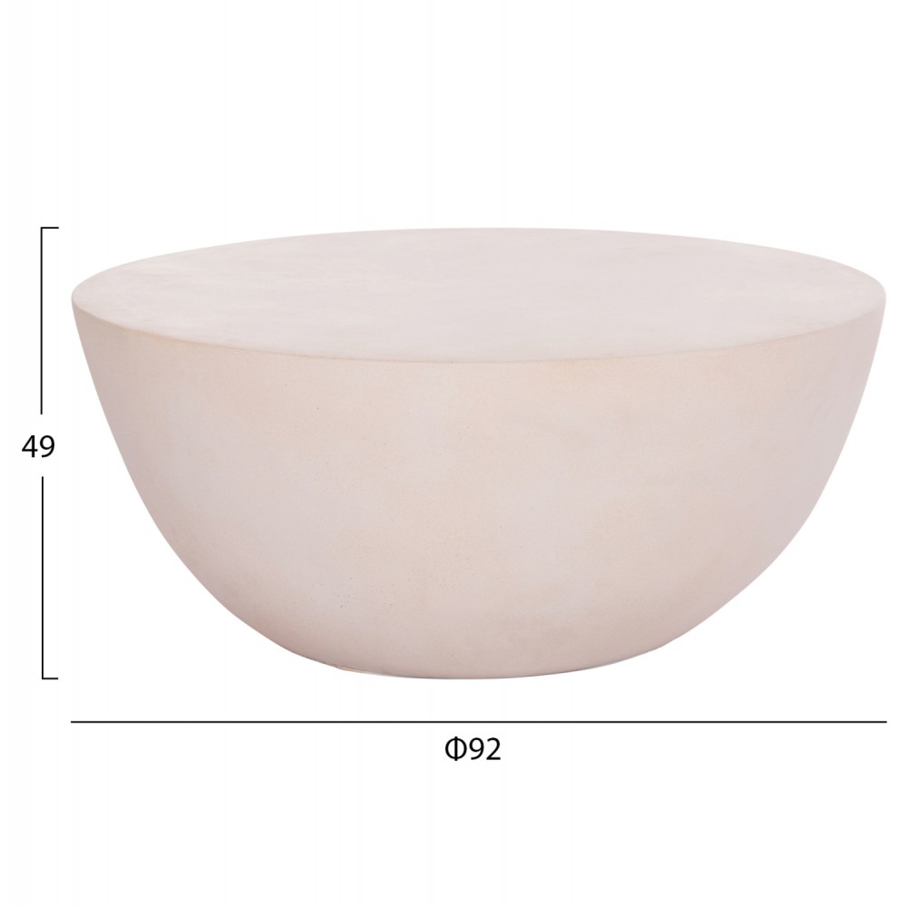 ΤΡΑΠΕΖΙ ΣΑΛΟΝΙΟΥ ΣΤΡΟΓΓΥΛΟ ALLAN HM18162.02 FIBER CEMENT ΣΕ ΑΝΟΙΧΤΟ ΜΠΕΖ--Φ92x49Υεκ.