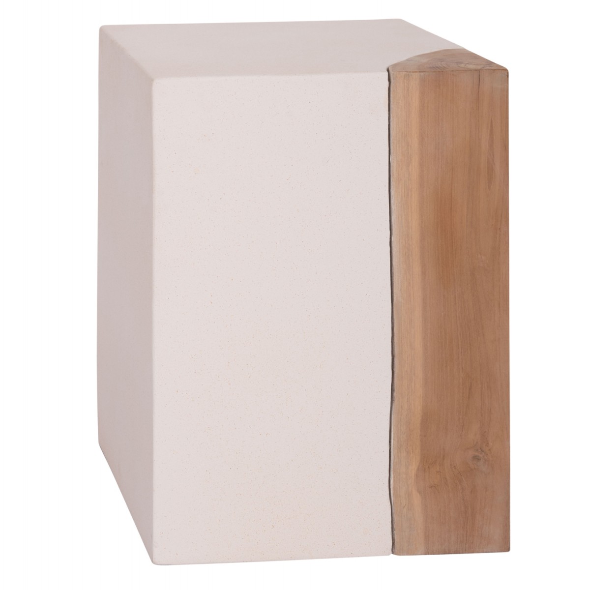 ΒΟΗΘΗΤΙΚΟ ΤΡΑΠΕΖΙ LEIA HM18163.02 FIBER CEMENT ΛΕΥΚΟ-ΞΥΛΟ TEAK 32.5x32.5x46Υεκ.