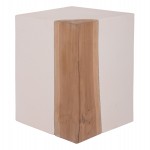 ΒΟΗΘΗΤΙΚΟ ΤΡΑΠΕΖΙ LEIA HM18163.02 FIBER CEMENT ΛΕΥΚΟ-ΞΥΛΟ TEAK 32.5x32.5x46Υεκ.