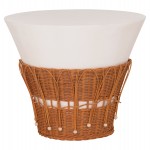 ΤΡΑΠΕΖΙ ΣΑΛΟΝΙΟΥ PERRAL HM18164.02L FIBER CEMENT ΛΕΥΚΟ-ΦΥΣΙΚΟ RATTAN--Φ55x45Υεκ