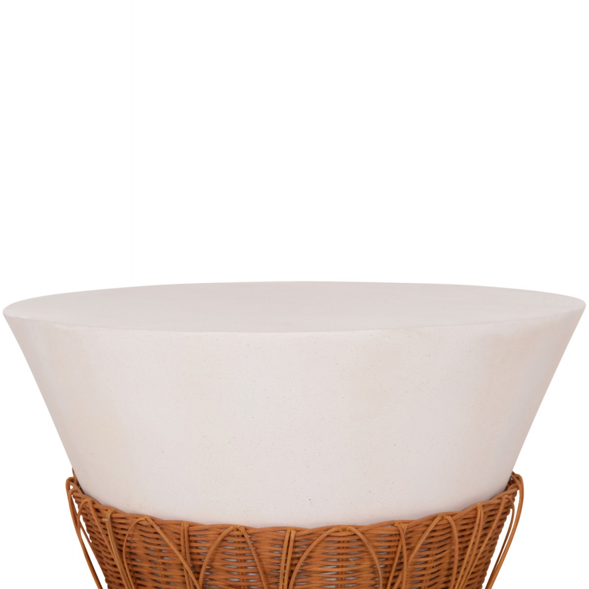 ΤΡΑΠΕΖΙ ΣΑΛΟΝΙΟΥ PERRAL HM18164.02L FIBER CEMENT ΛΕΥΚΟ-ΦΥΣΙΚΟ RATTAN--Φ55x45Υεκ