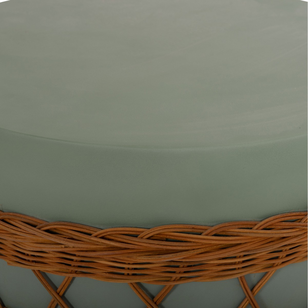 ΤΡΑΠΕΖΙ ΣΑΛΟΝΙΟΥ VILHENA HM18165 FIBER CEMENT ΠΡΑΣΙΝΟ-RATTAN ΦΥΣΙΚΟ Φ56x47Υεκ.