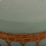 ΤΡΑΠΕΖΙ ΣΑΛΟΝΙΟΥ VILHENA HM18165 FIBER CEMENT ΠΡΑΣΙΝΟ-RATTAN ΦΥΣΙΚΟ Φ56x47Υεκ.