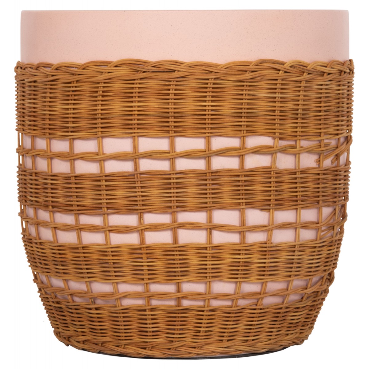 ΒΟΗΘΗΤΙΚΟ ΤΡΑΠΕΖΙ VILHENA HM18166 FIBER CEMENT ΡΟΖ-RATTAN ΦΥΣΙΚΟ Φ44.5x45Υεκ.