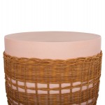 ΒΟΗΘΗΤΙΚΟ ΤΡΑΠΕΖΙ VILHENA HM18166 FIBER CEMENT ΡΟΖ-RATTAN ΦΥΣΙΚΟ Φ44.5x45Υεκ.