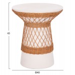ΒΟΗΘΗΤΙΚΟ ΤΡΑΠΕΖΙ ΣΤΡΟΓΓΥΛΟ DELIA HM18167.02 FIBER CEMENT ΛΕΥΚΟ & RATTAN Φ40x45Υεκ