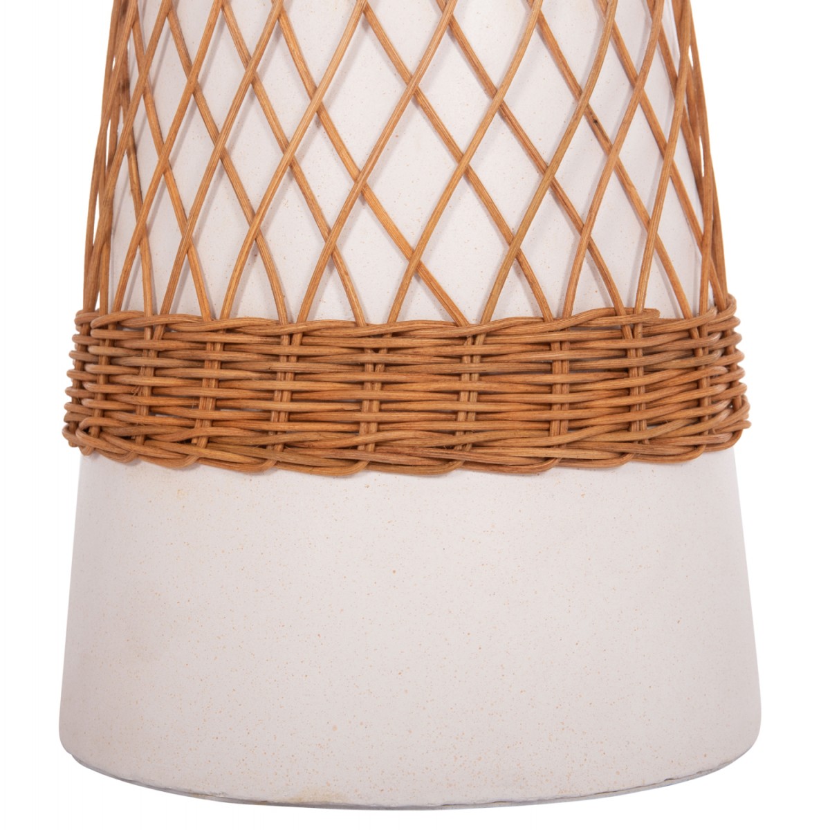 ΒΟΗΘΗΤΙΚΟ ΤΡΑΠΕΖΙ ΣΤΡΟΓΓΥΛΟ DELIA HM18167.02 FIBER CEMENT ΛΕΥΚΟ & RATTAN Φ40x45Υεκ