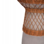 ΒΟΗΘΗΤΙΚΟ ΤΡΑΠΕΖΙ ΣΤΡΟΓΓΥΛΟ DELIA HM18167.03 FIBER CEMENT ΓΚΡΙ & RATTAN Φ40x45Υεκ