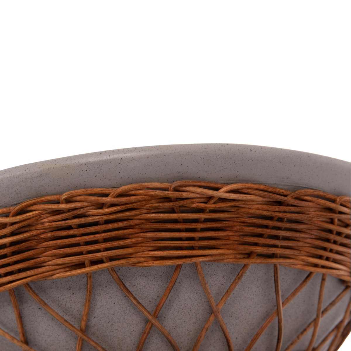 ΒΟΗΘΗΤΙΚΟ ΤΡΑΠΕΖΙ ΣΤΡΟΓΓΥΛΟ DELIA HM18167.03 FIBER CEMENT ΓΚΡΙ & RATTAN Φ40x45Υεκ