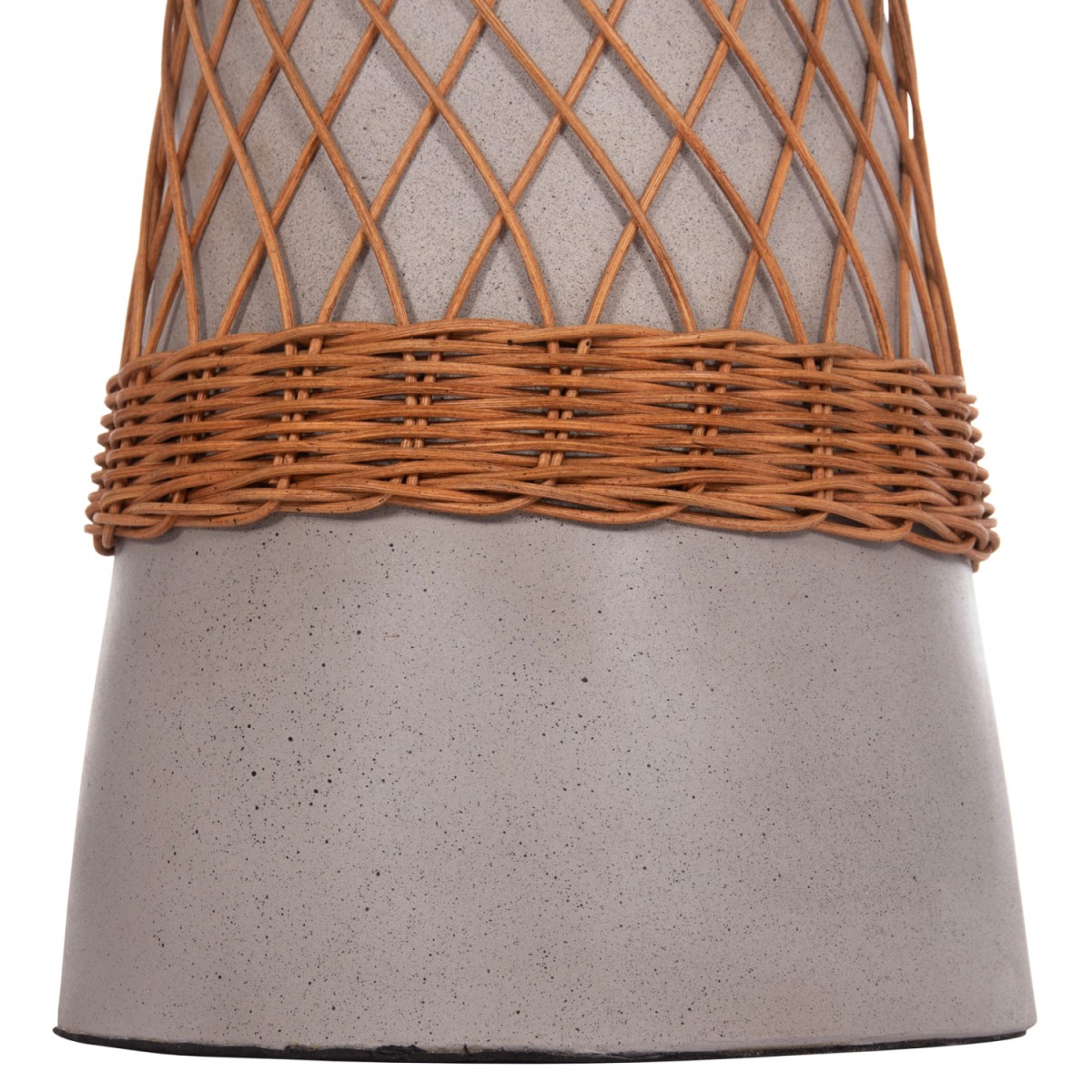 ΒΟΗΘΗΤΙΚΟ ΤΡΑΠΕΖΙ ΣΤΡΟΓΓΥΛΟ DELIA HM18167.03 FIBER CEMENT ΓΚΡΙ & RATTAN Φ40x45Υεκ