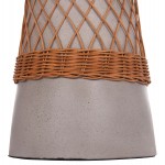 ΒΟΗΘΗΤΙΚΟ ΤΡΑΠΕΖΙ ΣΤΡΟΓΓΥΛΟ DELIA HM18167.03 FIBER CEMENT ΓΚΡΙ & RATTAN Φ40x45Υεκ