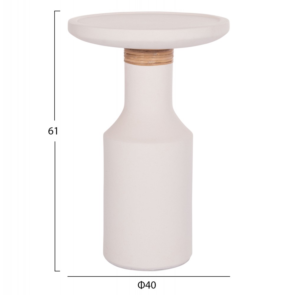 ΒΟΗΘΗΤΙΚΟ ΤΡΑΠΕΖΙ TRED(T) HM18169.02 FIBER CEMENT ΛΕΥΚΟ-ΦΥΣΙΚΟ RATTAN--Φ40x61Υεκ.