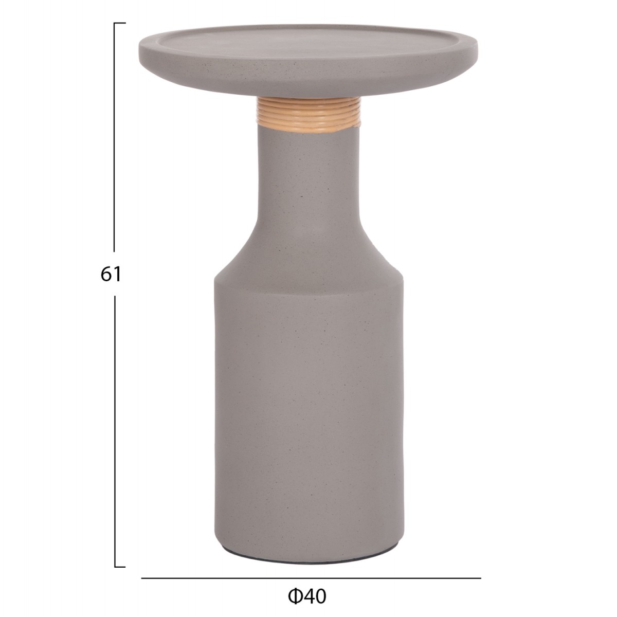 ΒΟΗΘΗΤΙΚΟ ΤΡΑΠΕΖΙ TRED(T) HM18169.03 FIBER CEMENT ΓΚΡΙ-ΦΥΣΙΚΟ RATTAN--Φ40x61Υεκ.