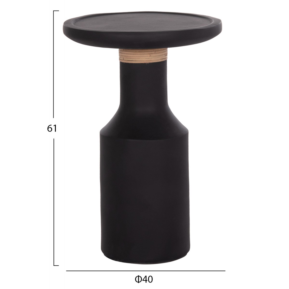 ΒΟΗΘΗΤΙΚΟ ΤΡΑΠΕΖΙ TRED(T) HM18169.01 FIBER CEMENT ΜΑΥΡΟ-ΦΥΣΙΚΟ RATTAN--Φ40x61Υεκ.