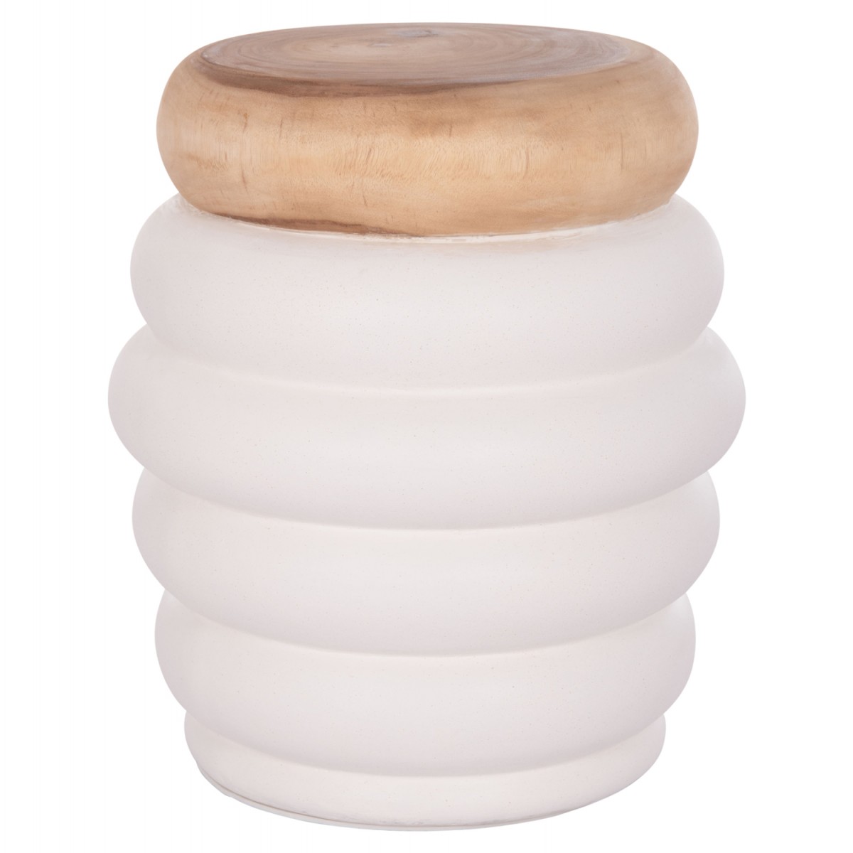 ΣΚΑΜΠΟ PUFFAT HM18172.02 FIBER CEMENT ΛΕΥΚΟ- ΞΥΛΟ TEAK TOP Φ45x46Υεκ.