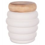 ΣΚΑΜΠΟ PUFFAT HM18172.02 FIBER CEMENT ΛΕΥΚΟ- ΞΥΛΟ TEAK TOP Φ45x46Υεκ.