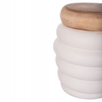 ΣΚΑΜΠΟ PUFFAT HM18172.02 FIBER CEMENT ΛΕΥΚΟ- ΞΥΛΟ TEAK TOP Φ45x46Υεκ.