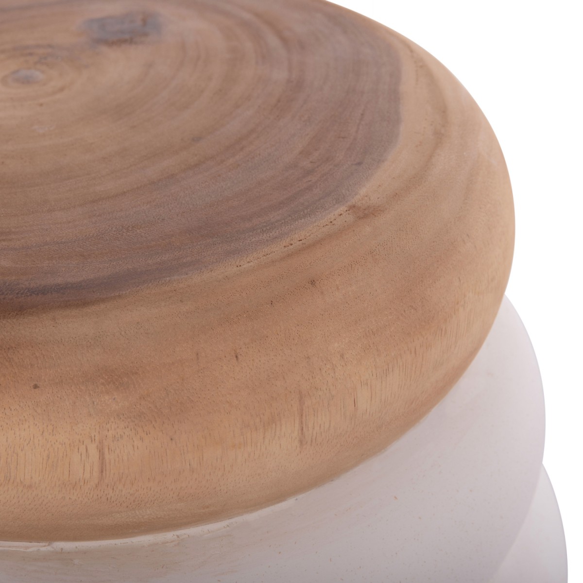 ΣΚΑΜΠΟ PUFFAT HM18172.02 FIBER CEMENT ΛΕΥΚΟ- ΞΥΛΟ TEAK TOP Φ45x46Υεκ.