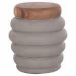 ΣΚΑΜΠΟ PUFFAT HM18172.03 FIBER CEMENT ΓΚΡΙ- ΞΥΛΟ TEAK TOP Φ45x46Υεκ.