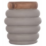 ΣΚΑΜΠΟ PUFFAT HM18172.03 FIBER CEMENT ΓΚΡΙ- ΞΥΛΟ TEAK TOP Φ45x46Υεκ.