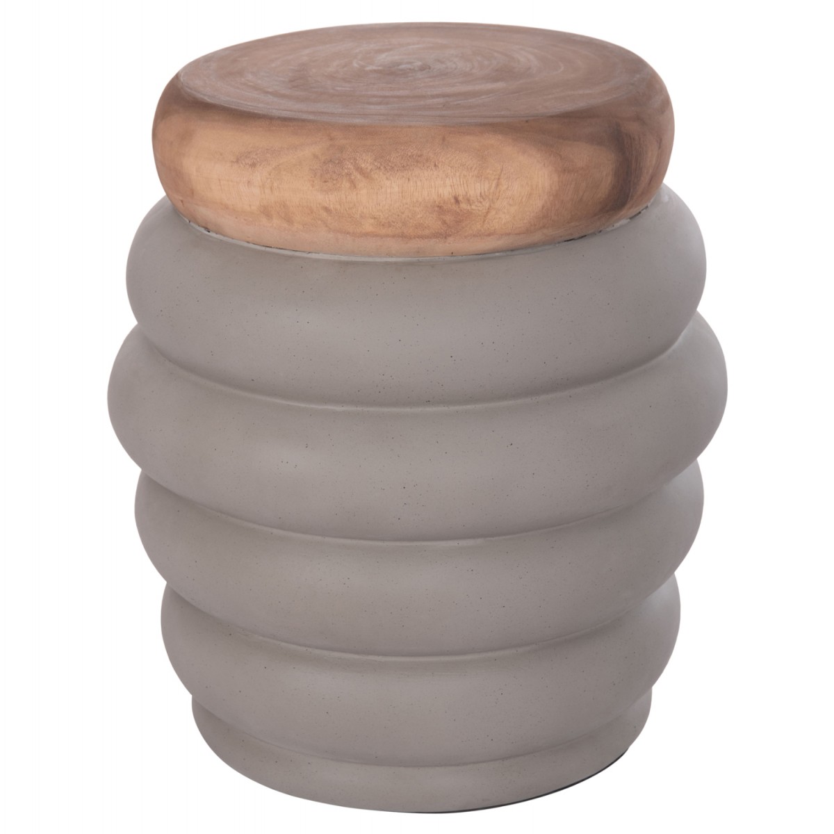 ΣΚΑΜΠΟ PUFFAT HM18172.03 FIBER CEMENT ΓΚΡΙ- ΞΥΛΟ TEAK TOP Φ45x46Υεκ.