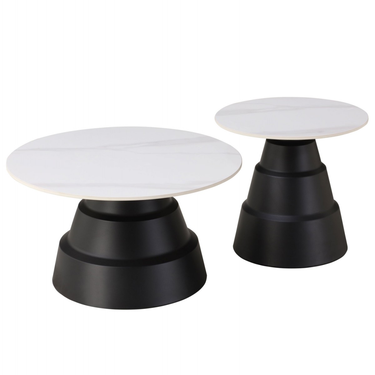 ΤΡΑΠΕΖΙΑ ΣΑΛΟΝΙΟΥ LIDOK HM18261.01 ΚΕΡΑΜΙΚΑ TOP ΟΨΗ ΛΕΥΚΟΥ ΜΑΡΜΑΡΟΥ Φ50εκ & Φ70εκ