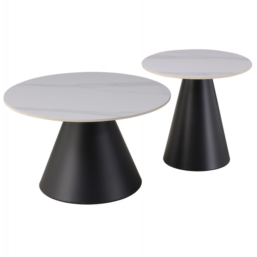 ΤΡΑΠΕΖΙΑ ΣΑΛΟΝΙΟΥ RIDGE HM18266.01 ΚΕΡΑΜΙΚΑ TOP ΜΕ ΟΨΗ ΛΕΥΚΟΥ ΜΑΡΜΑΡΟΥ Φ50εκ & Φ70εκ