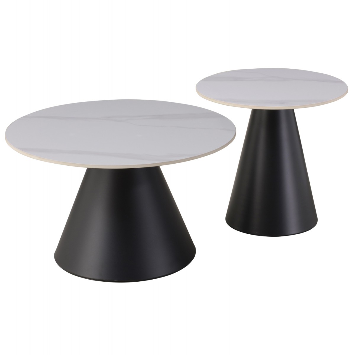 ΤΡΑΠΕΖΙΑ ΣΑΛΟΝΙΟΥ RIDGE HM18266.01 ΚΕΡΑΜΙΚΑ TOP ΜΕ ΟΨΗ ΛΕΥΚΟΥ ΜΑΡΜΑΡΟΥ Φ50εκ & Φ70εκ