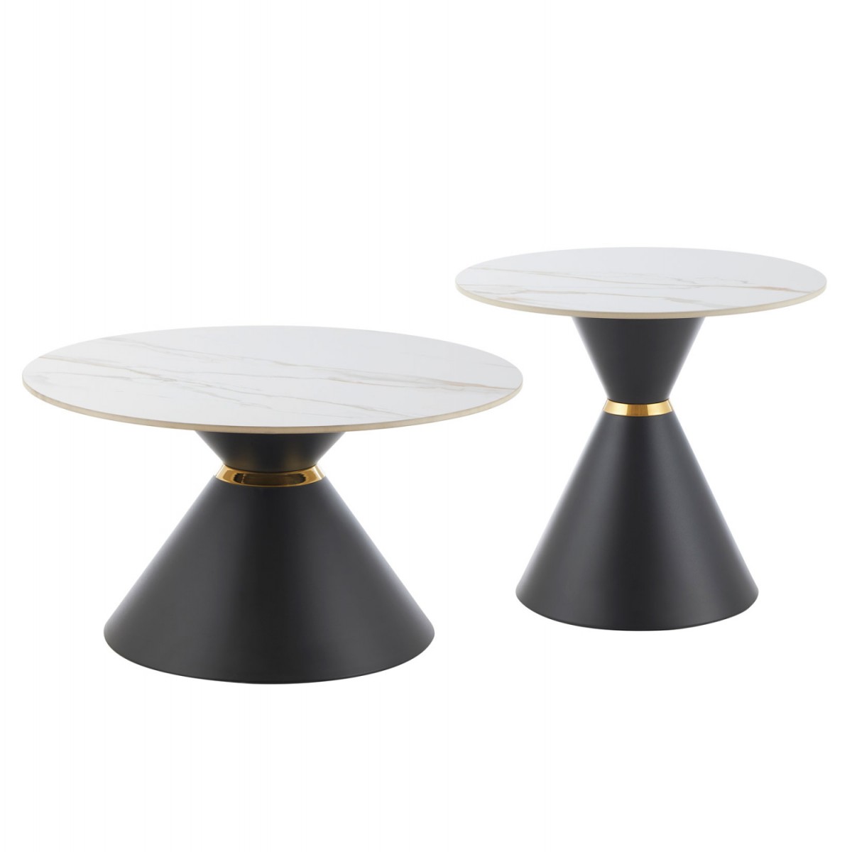 ΤΡΑΠΕΖΙΑ ΣΑΛΟΝΙΟΥ NANDO HM18267.01 ΚΕΡΑΜΙΚΑ TOP ΟΨΗ ΛΕΥΚΟ ΜΑΡΜΑΡΟ Φ60εκ & Φ80εκ